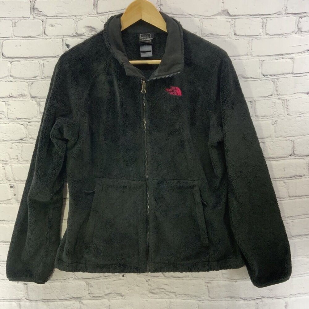North Face Jacket Womens Sz M Black Fuzzy Soft Full Zip